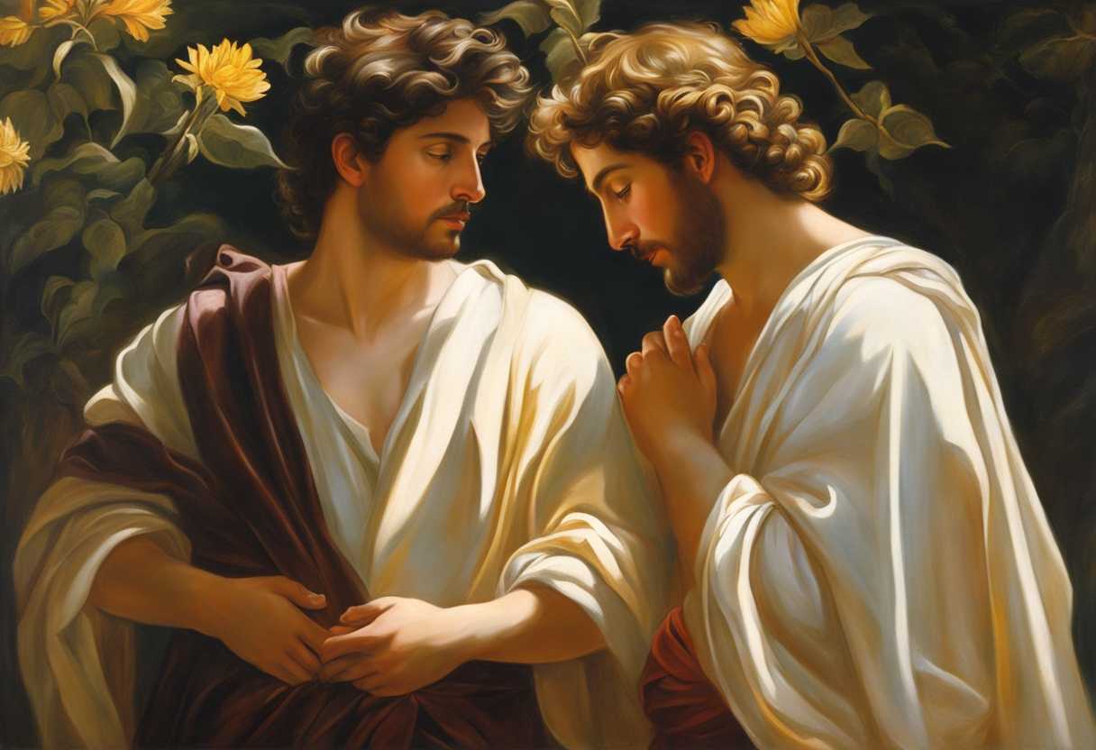 Paul-and-Timothy-bathed-in-sunlight-stand-united-with-unwavering-resolve-in-serene-nature_jjjw
