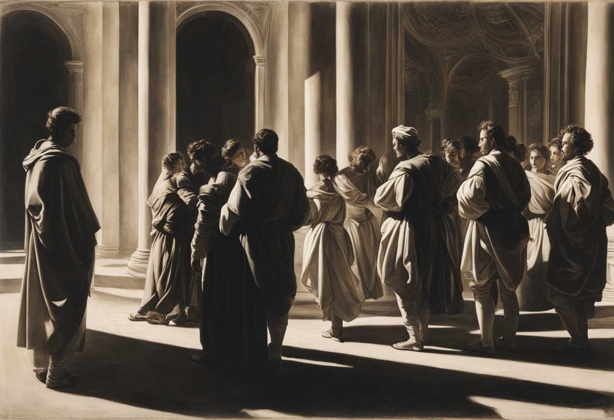 A-group-of-individuals-standing-closely-together-in-solemn-unity-casting-gentle-shadows_yfus