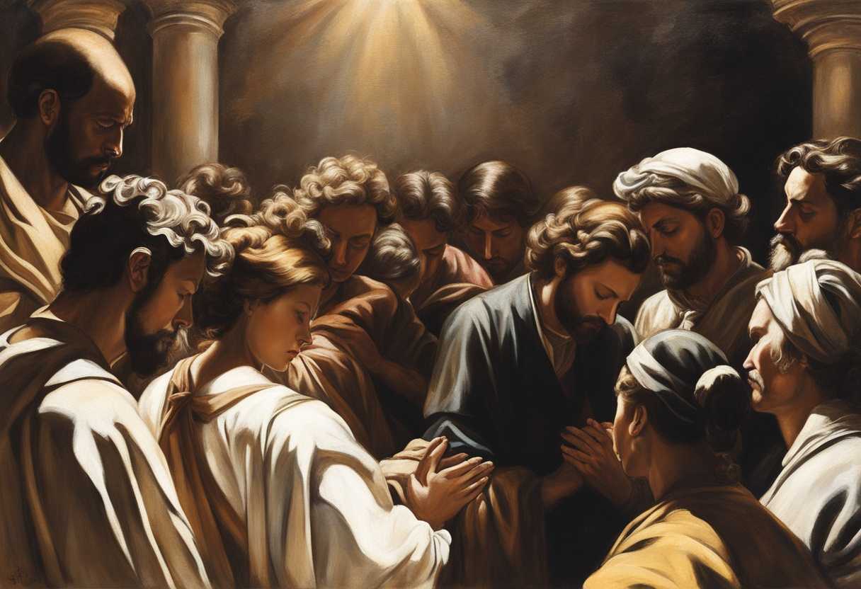 People-in-prayer-circle-under-sunlight-heads-bowed-hands-clasped-showing-unity-and-faith_bumz