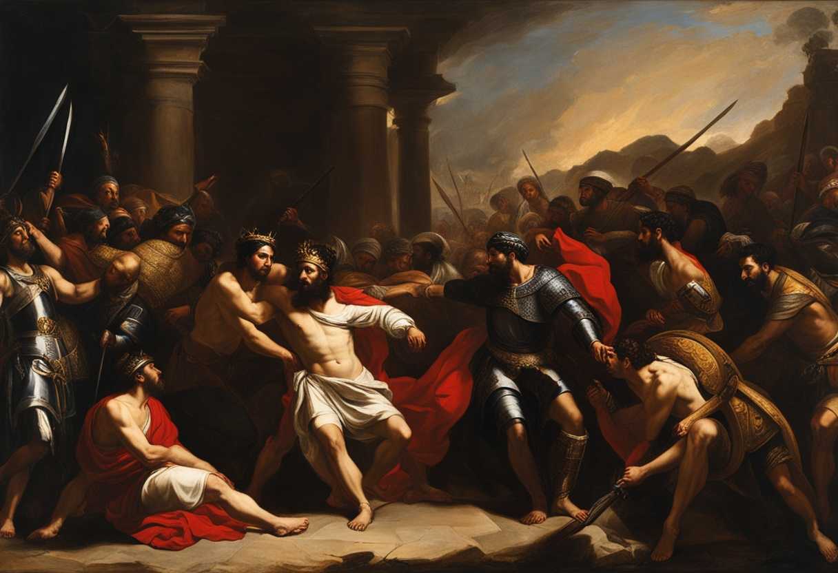 King-of-Assyria-confronts-defeated-Hoshea-Israelites-in-fear-harsh-lighting-dramatic-contrasts_ixho