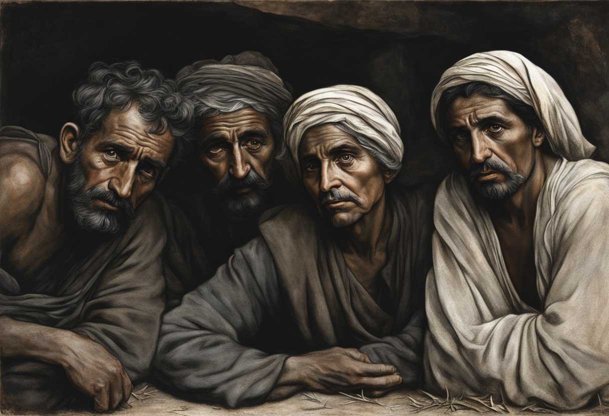 Samarian-villagers-in-famine-worn-out-hungry-faces-huddled-together-in-bleak-colors-showing-resi_thrp