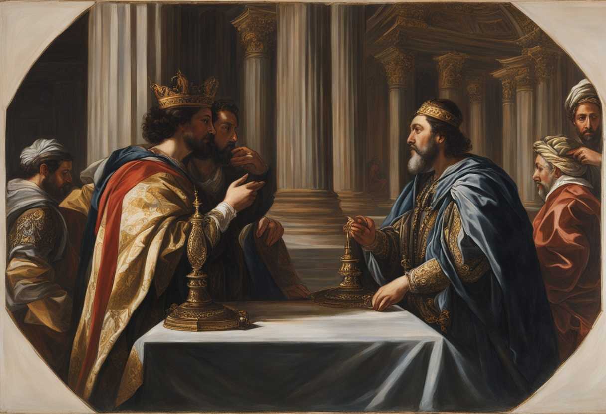 King-Joram-and-Ahaziah-in-royal-robes-discussing-alliances-and-decisions-amidst-political-intrigue_vwgk