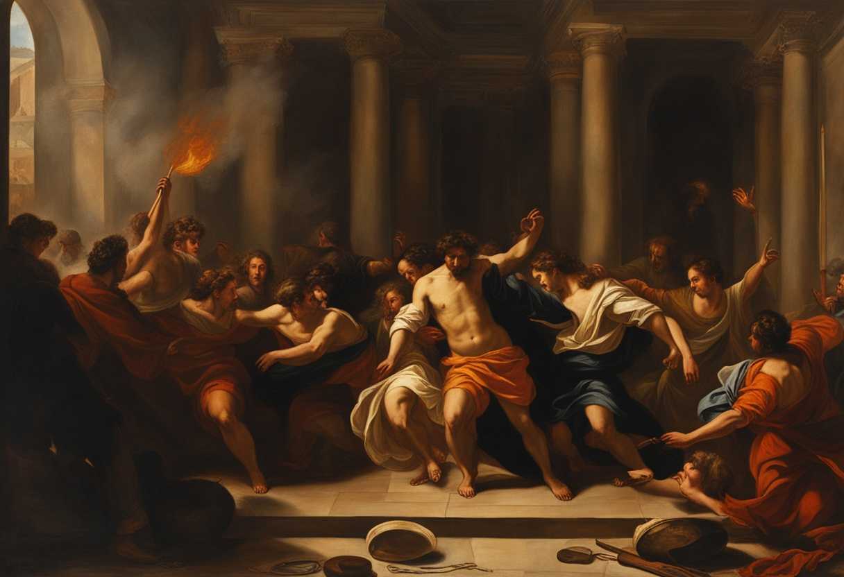 Prisoners-flee-burning-temple-chaos-and-desperation-priests'-chambers-engulfed-intense-fire-raw-_iqwp