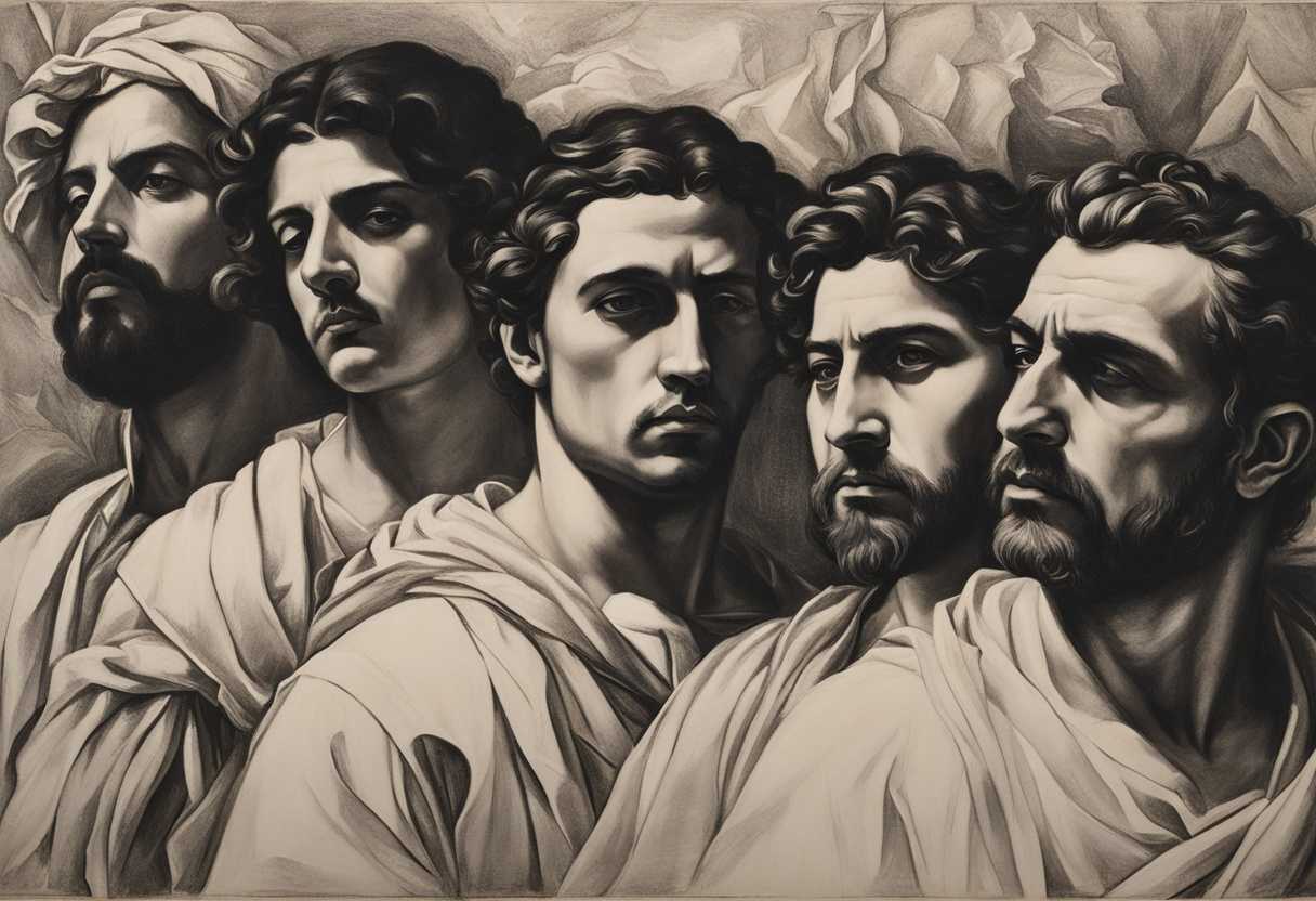 A-group-of-persecuted-individuals-stand-together-with-solemn-dignity-showing-resilience-and-unity_duxb