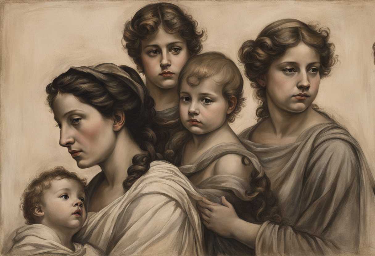 A-mother-and-her-sons-stand-together-facing-adversity-with-unwavering-courage-and-determination_oneo
