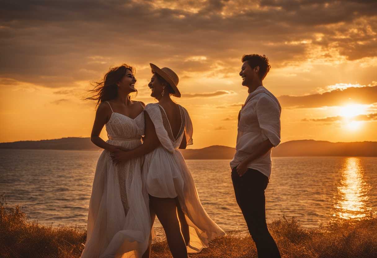 Friends-laughing-under-a-golden-sunset-sharing-stories-and-creating-memories-in-nature_flbb