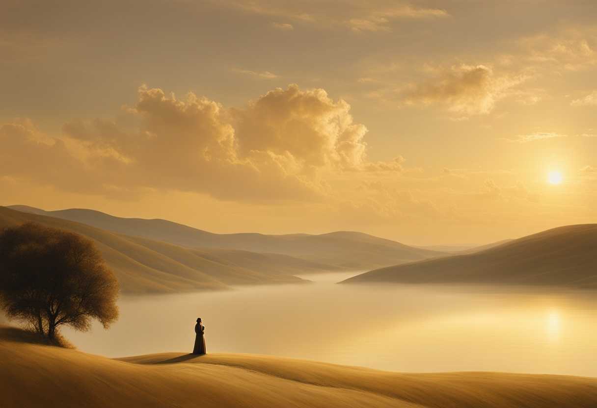 A-lone-figure-stands-in-a-serene-landscape-bathed-in-golden-light-finding-inner-peace_lqbc