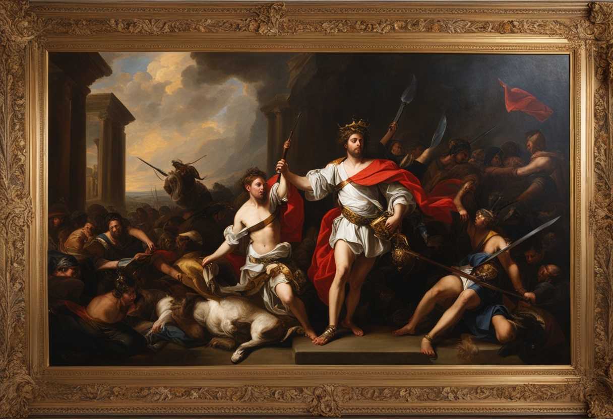 David-proudly-displays-spoils-of-war-holding-a-captured-crown-amidst-a-dramatic-battle-scene_chkp