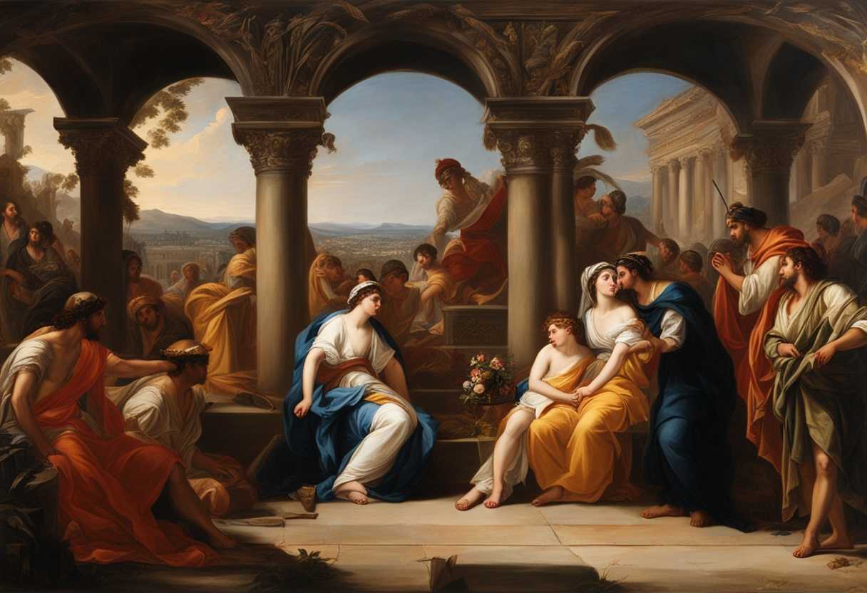 Tense-biblical-scene-on-tent-roof-with-Absalom-Ahithophel-David's-concubines-Israel-city-backdrop_ucbh