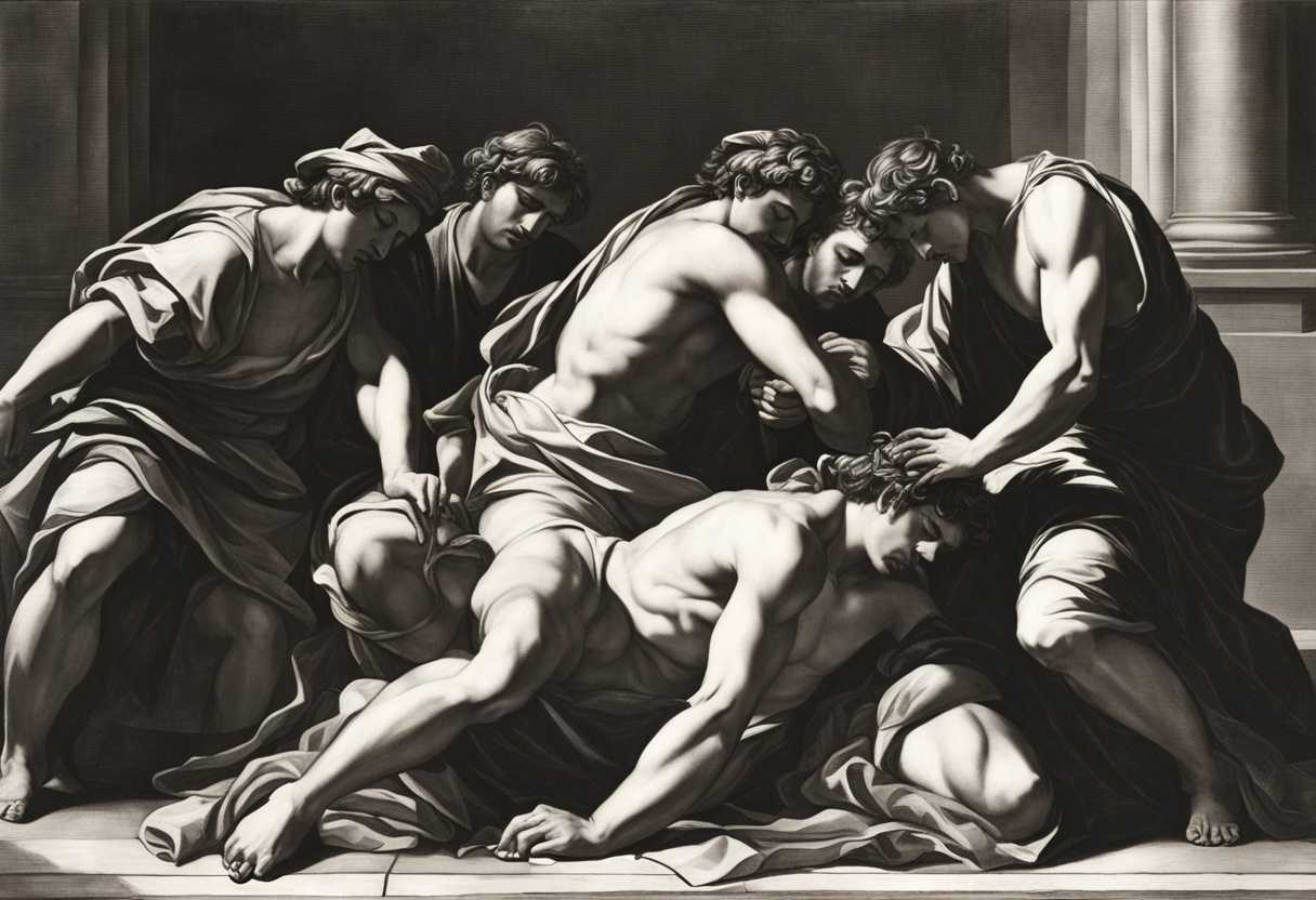 David-and-his-men-mourn-Saul-and-Jonathan-grieving-solemnly-tearing-clothes-fasting-and-weeping_lhev