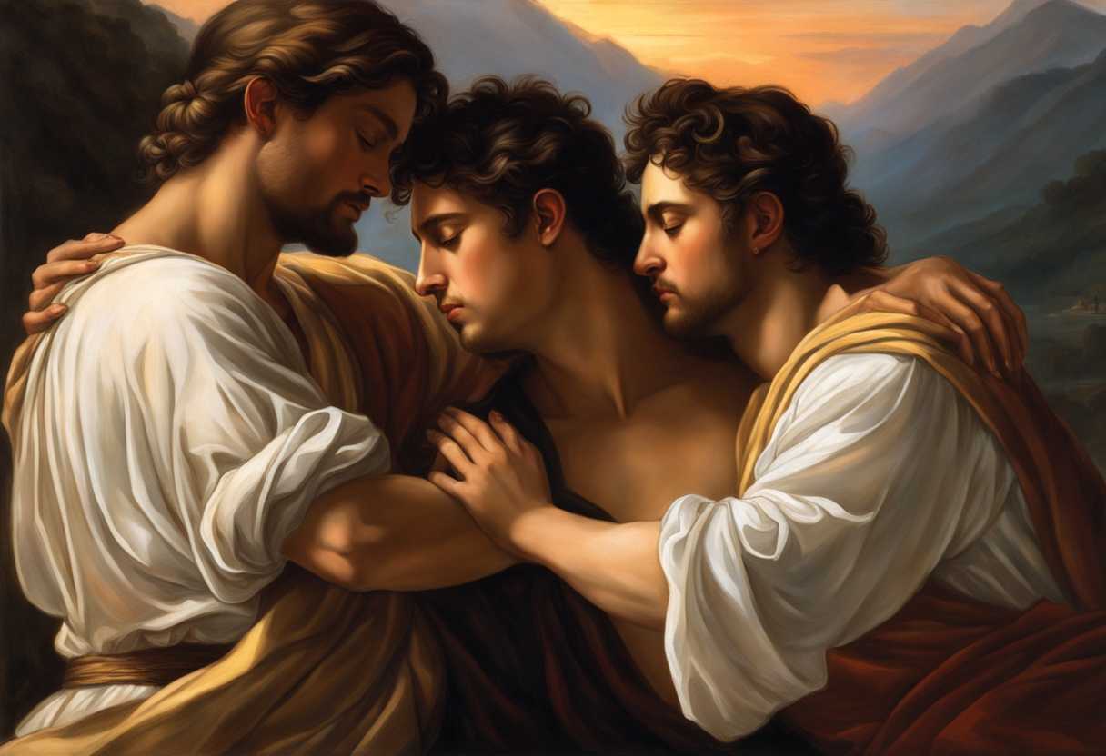 David-Saul-and-Jonathan-share-a-heartfelt-embrace-at-sunset-showing-grief-support-and-respect_jqug