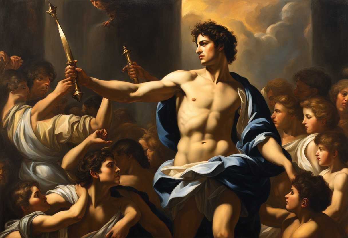 David-stands-tall-radiating-strength-and-confidence-surrounded-by-loyal-followers-in-golden-light_ohym