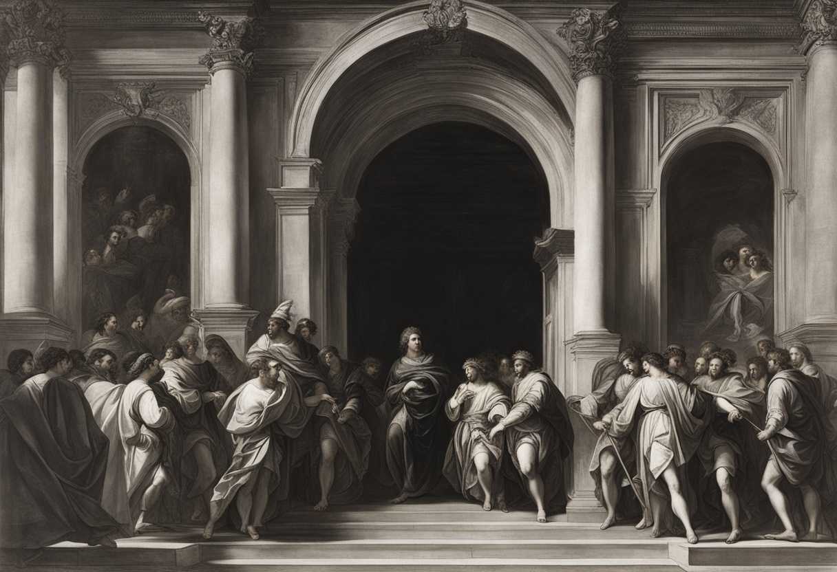 Peter-and-Cornelius'-men-stand-at-a-gate-awaiting-a-divine-encounter-captured-candidly_cehm