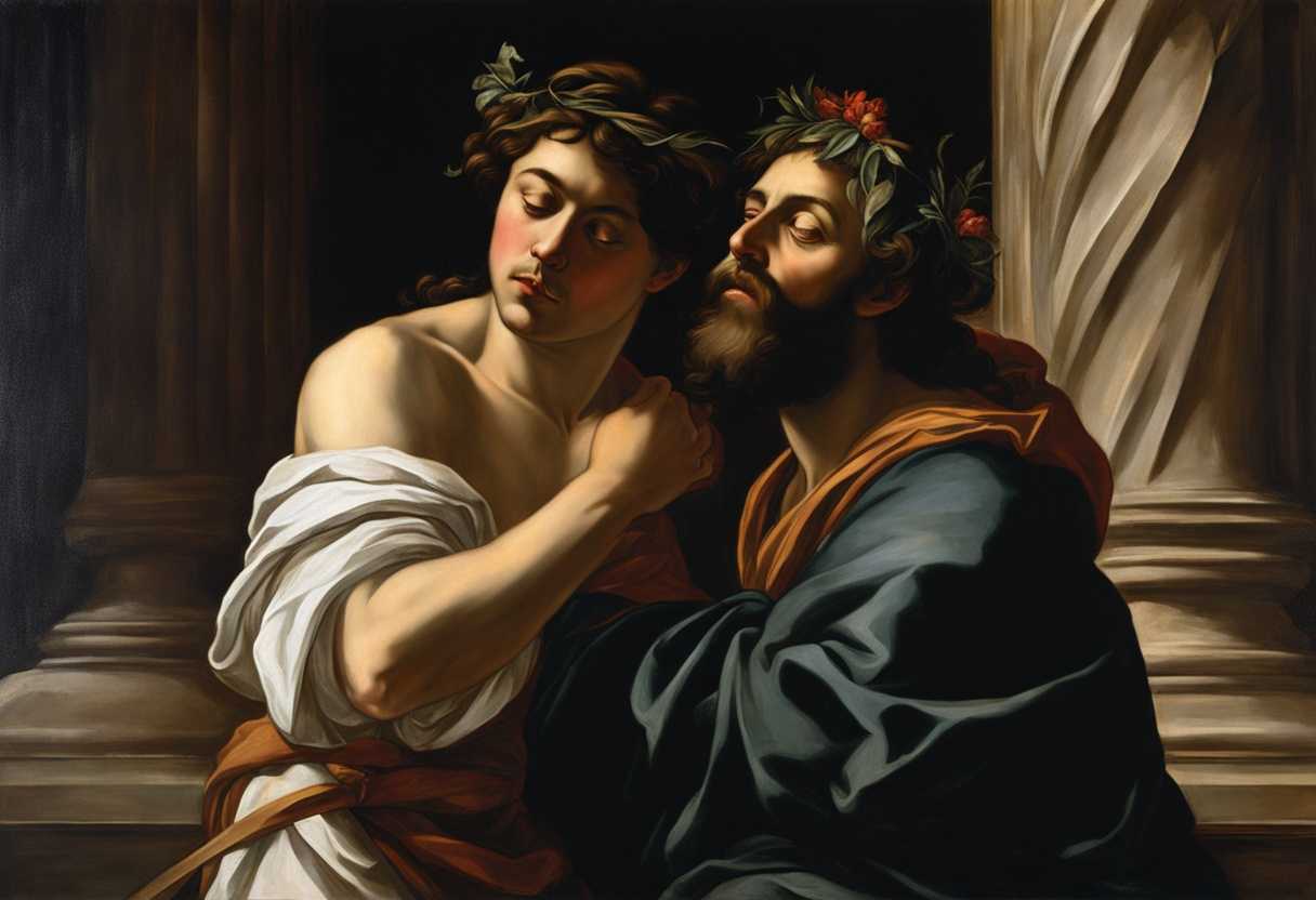 Cornelius-and-Peter-meet-reverence-humility-worship-compassion-equality-emotional-lighting-po_mext