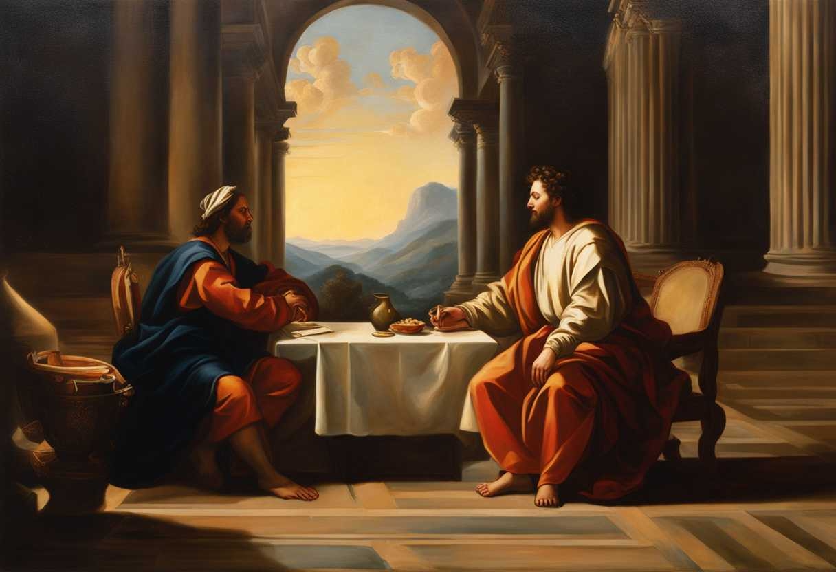 Peter-and-the-Lord-share-a-heartfelt-conversation-in-the-glow-of-warm-light_eklz