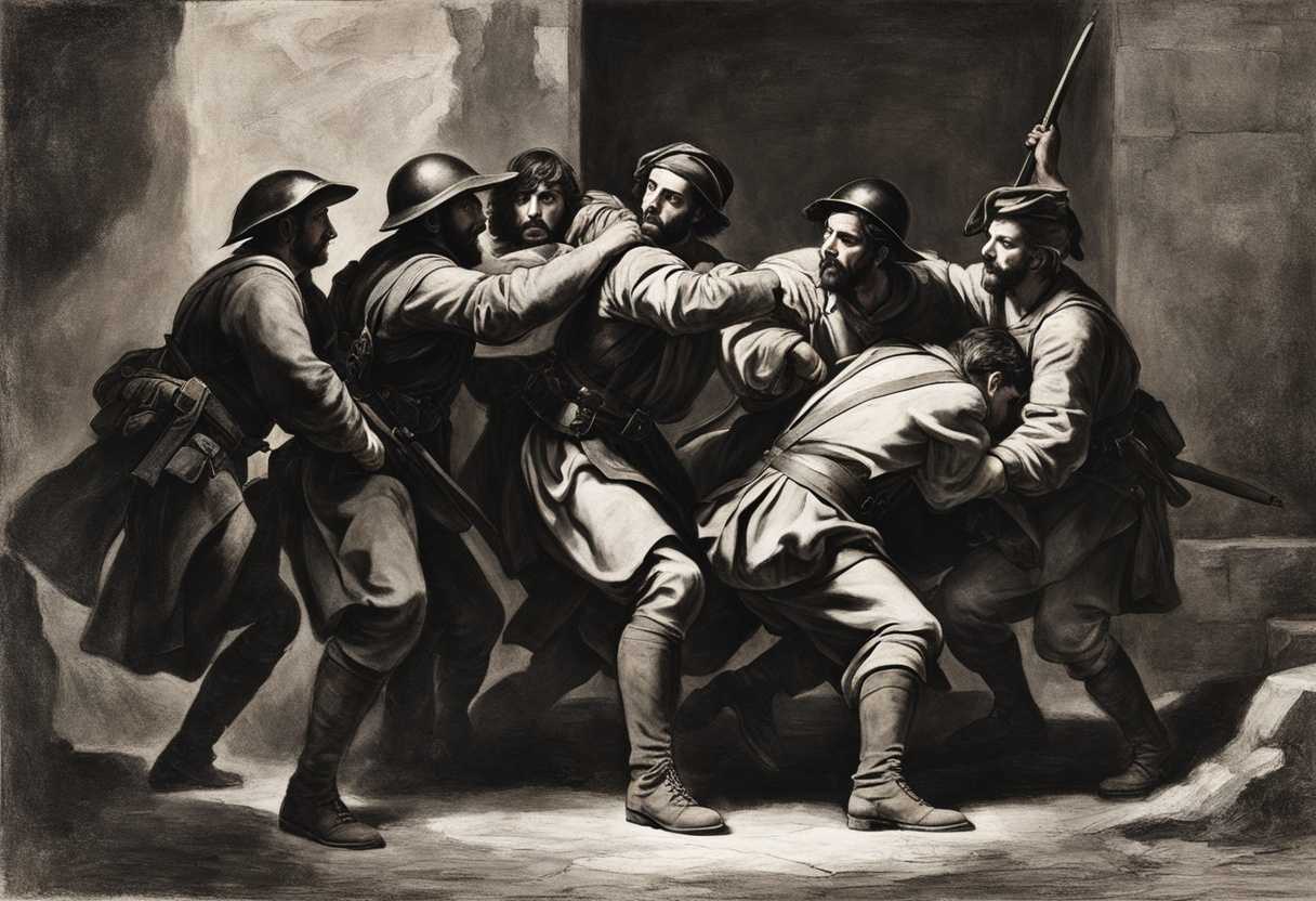 Soldiers-arresting-a-prisoner-in-a-tense-dramatic-scene-with-contrasting-emotions-and-powerful-ligh_uwby