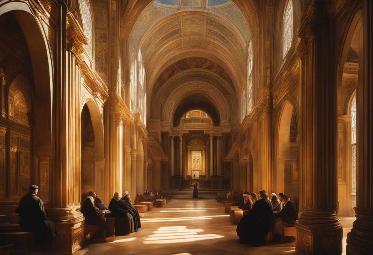 People-in-a-synagogue-bathed-in-warm-light-quietly-reflecting-amidst-intricate-architecture-foste_yjvc