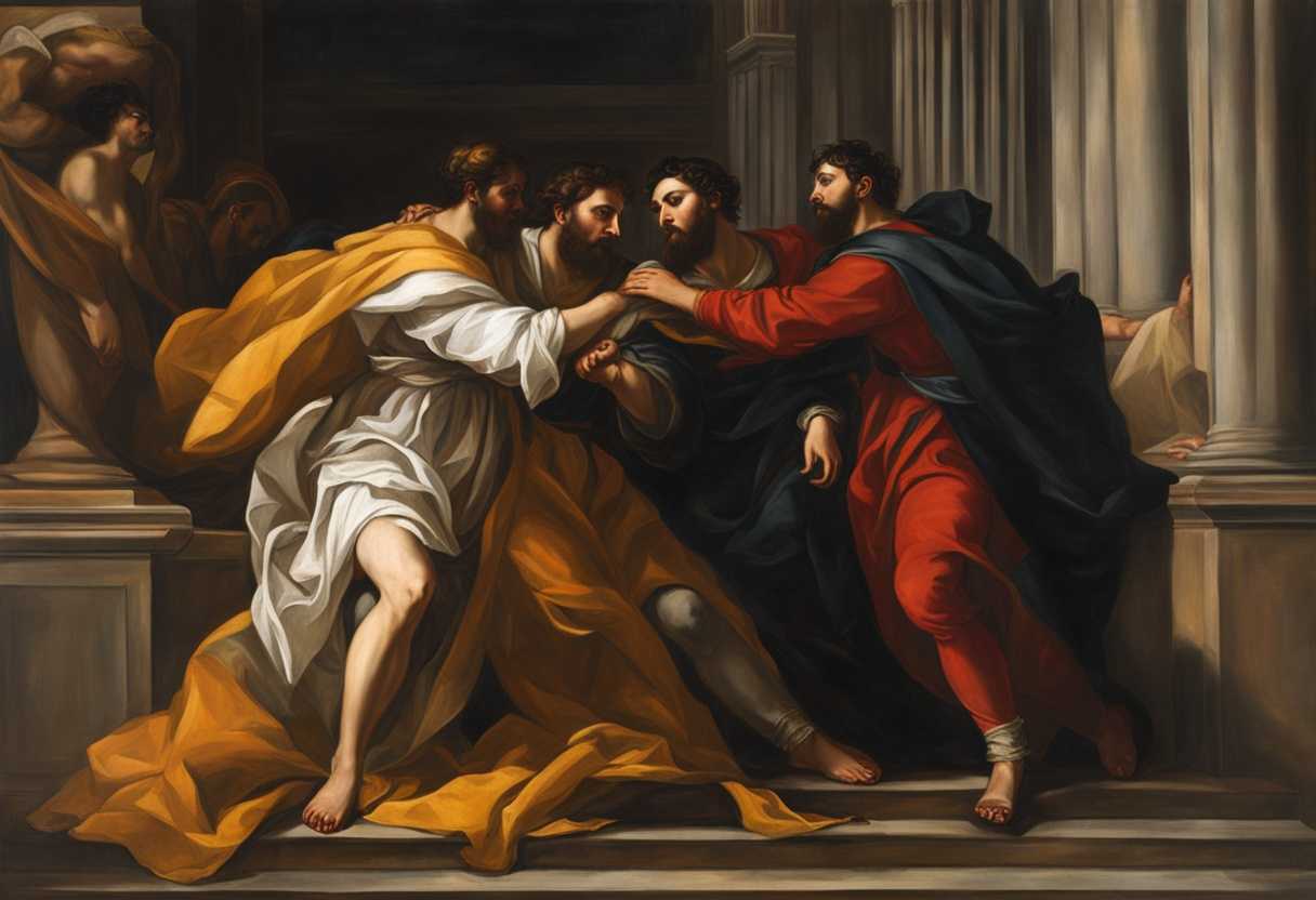 Apostles-Barnabas-and-Paul-tearing-garments-in-urgency-frozen-in-raw-passion-and-determination_odgj