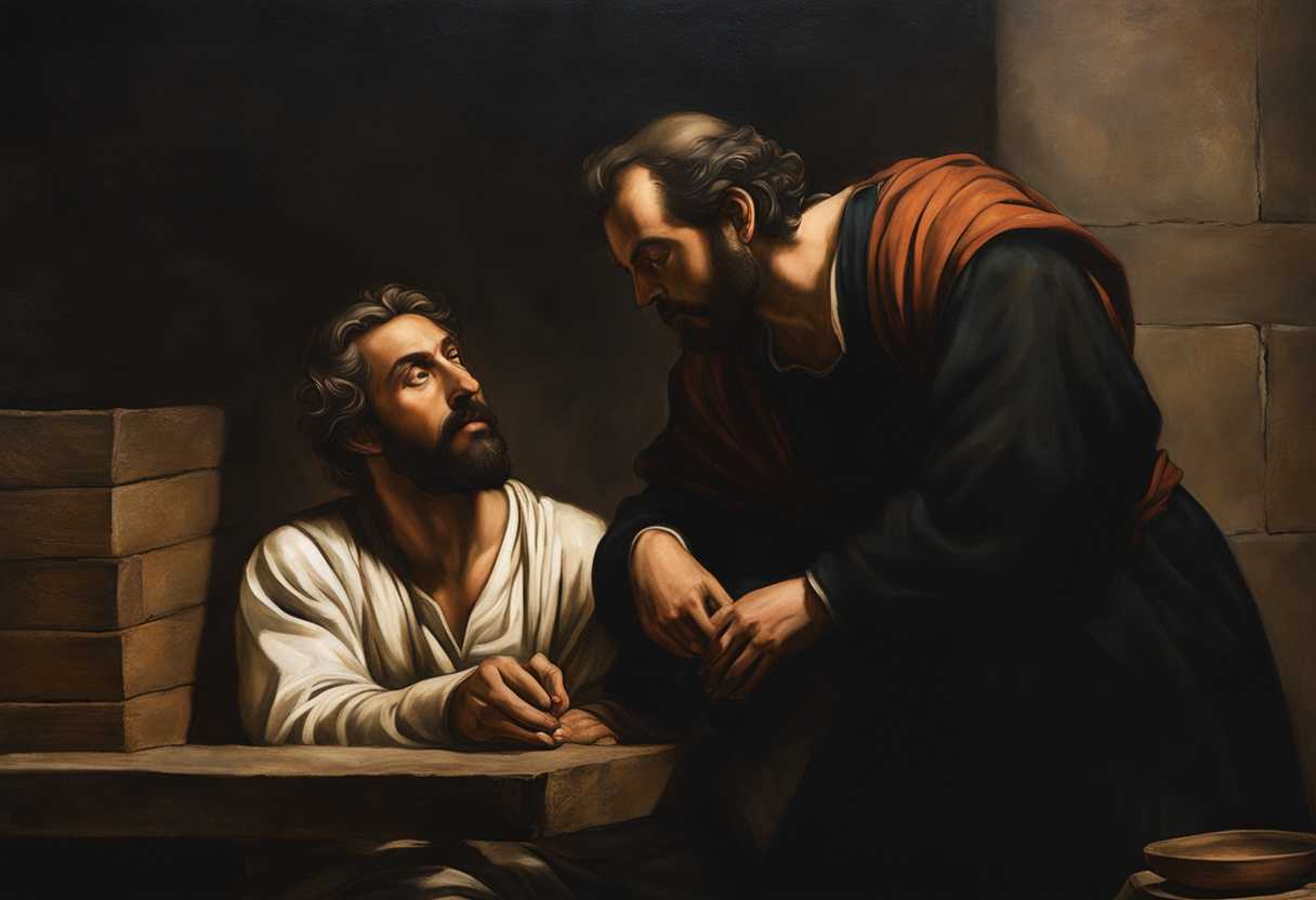 Paul-and-Silas-console-shaken-jailer-in-dimly-lit-cell-showcasing-compassion-connection-and-resil_kvuv
