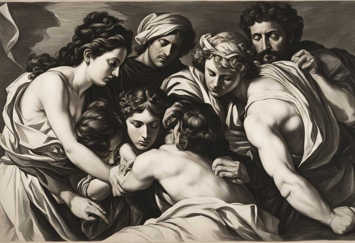 A-group-of-friends-huddled-around-a-figure-in-distress-their-faces-showing-concern-and-urgency_azxd