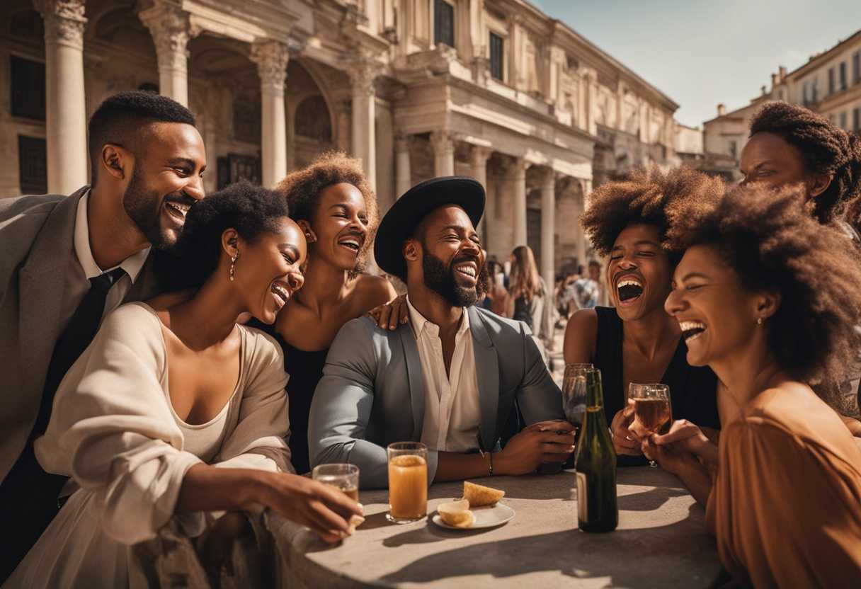 A-diverse-group-of-friends-laughing-and-chatting-in-a-bustling-city-square_pxgw