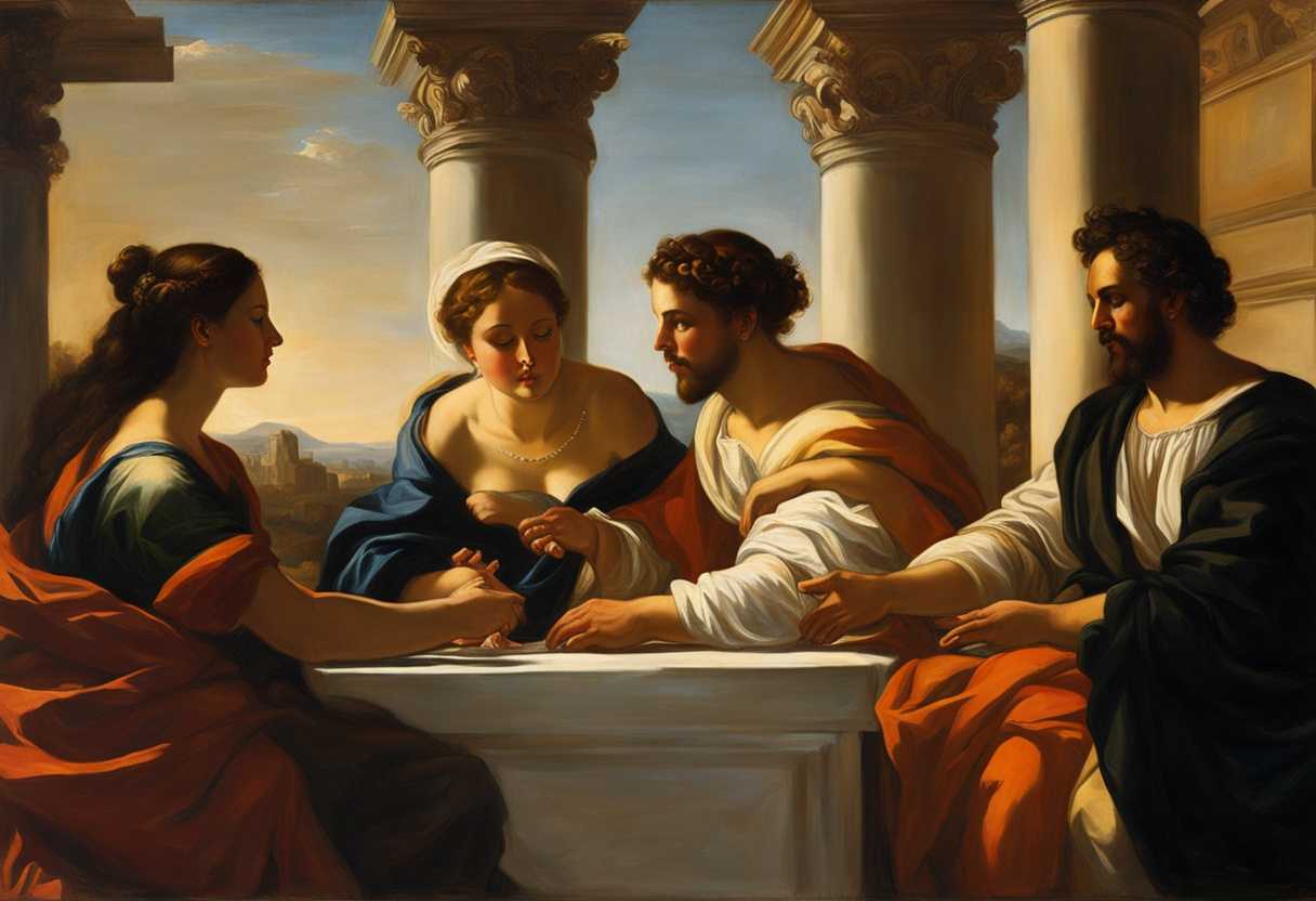 Priscilla-Aquila-Paul-Apollos-in-intense-discussion-under-warm-sunlight-sharing-wisdom-and-guida_rhei