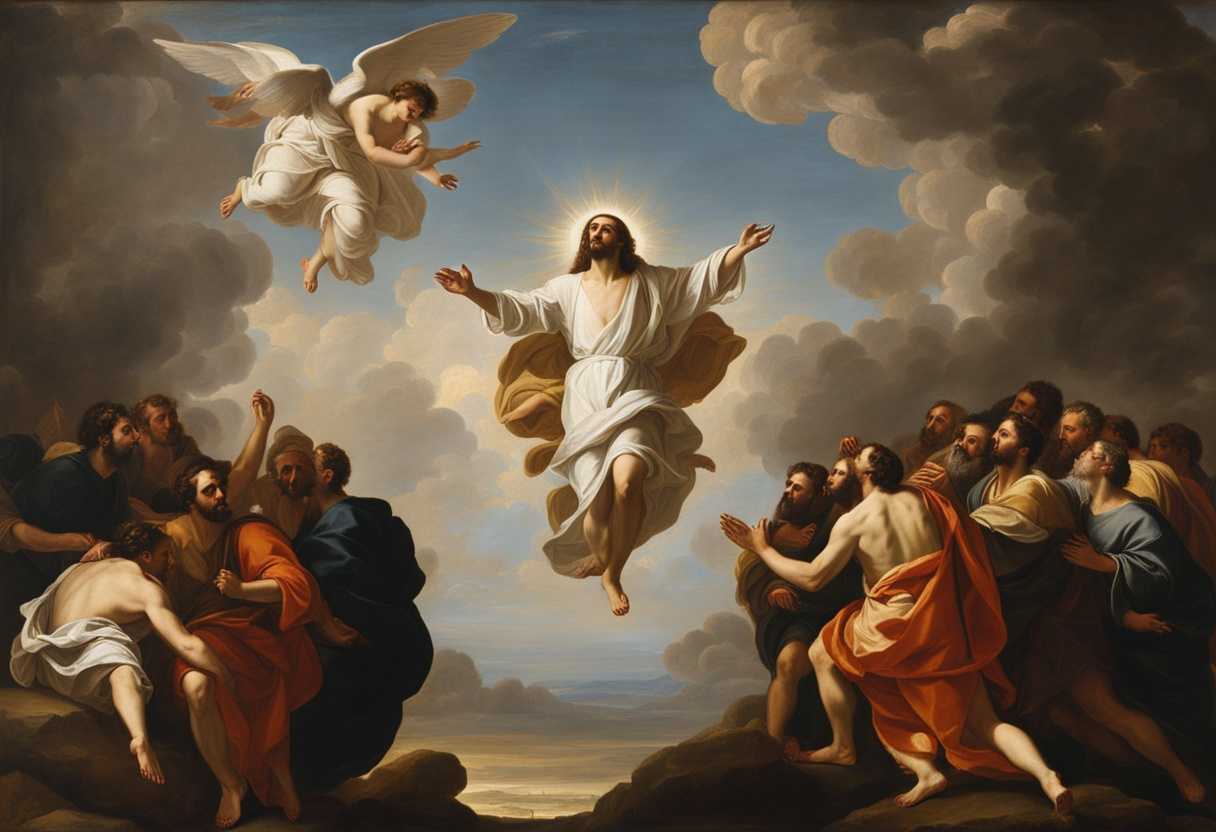 Jesus-ascends-into-the-sky-with-disciples-two-men-in-white-robes-awe-and-wonder_jjfs