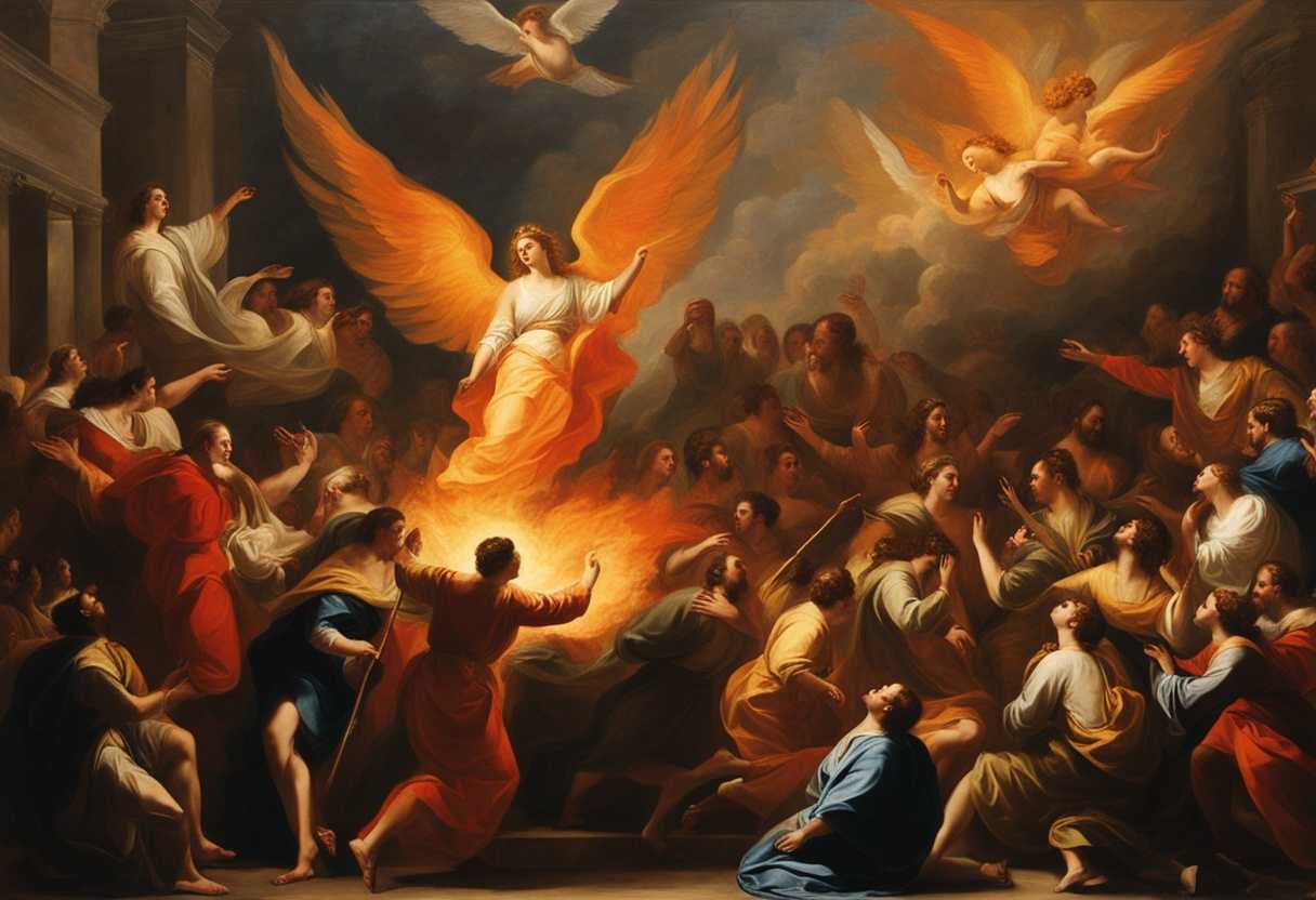 Crowd-gathered-tongues-of-fire-Holy-Spirit's-energy-Pentecost-scene-with-dynamic-movement_pyal