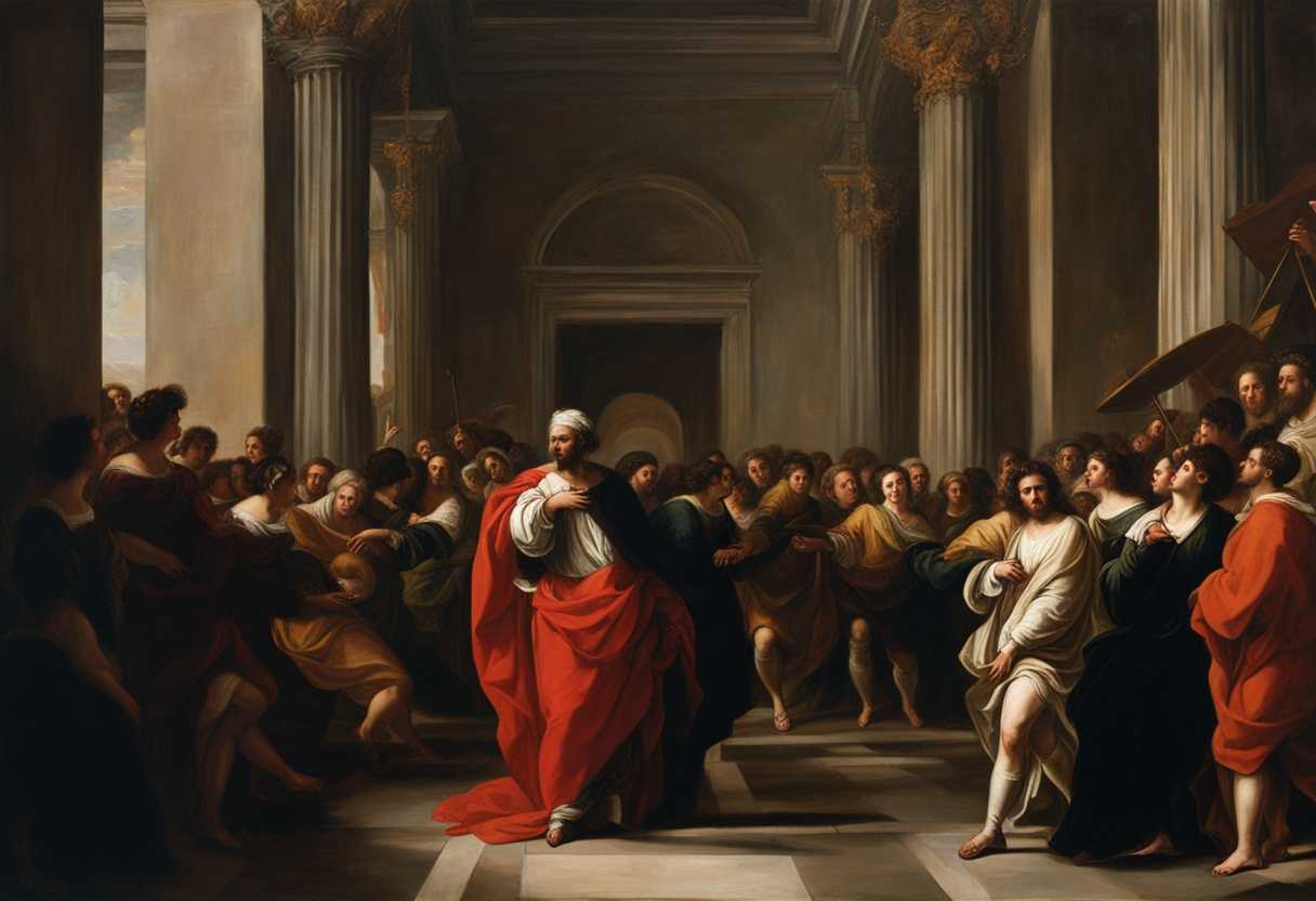 Peter-stands-before-a-diverse-crowd-his-words-stirring-a-mix-of-emotions-and-commanding-attention_qczp