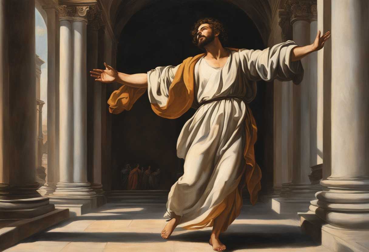 A-man-walks-in-sunlight-praising-God-with-joy-arms-outstretched-eyes-closed-in-devotion_wwca