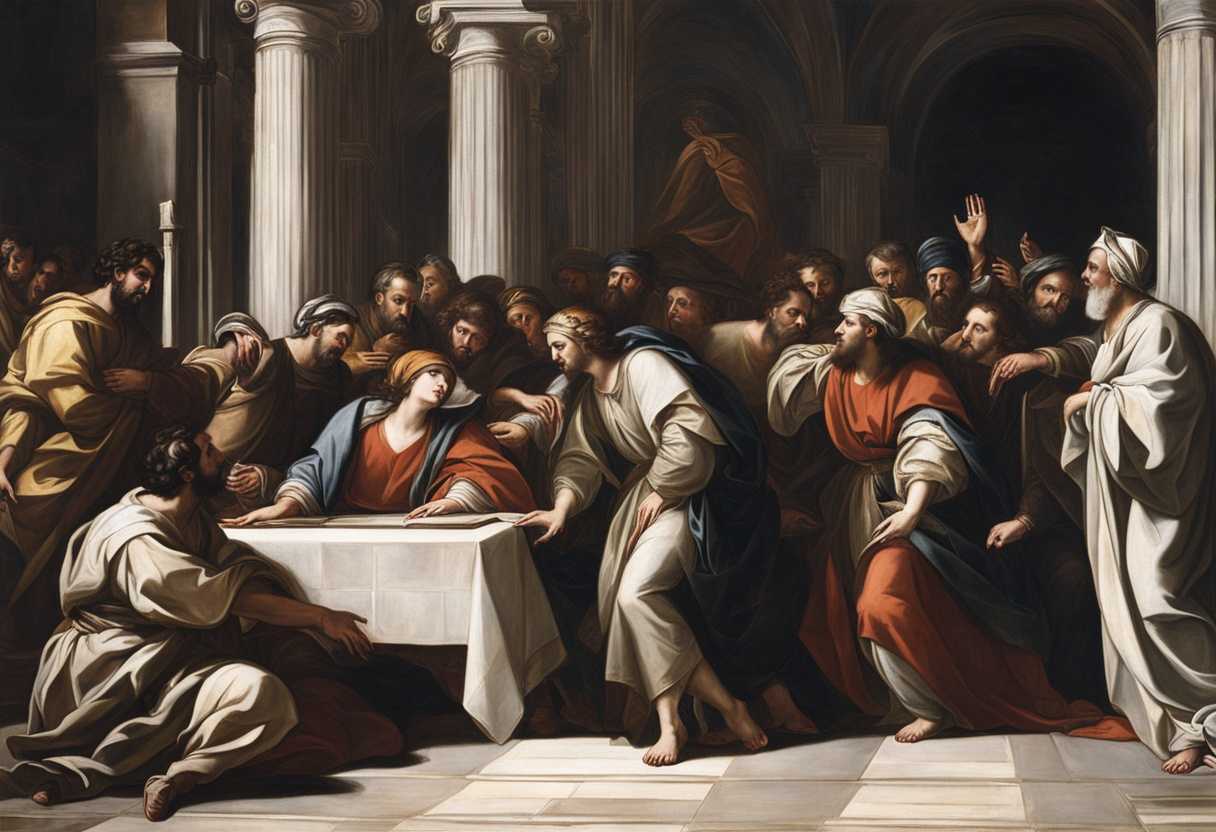 Ananias-and-his-wife-fearful-and-frozen-facing-apostles-as-divine-retribution-looms_djsa