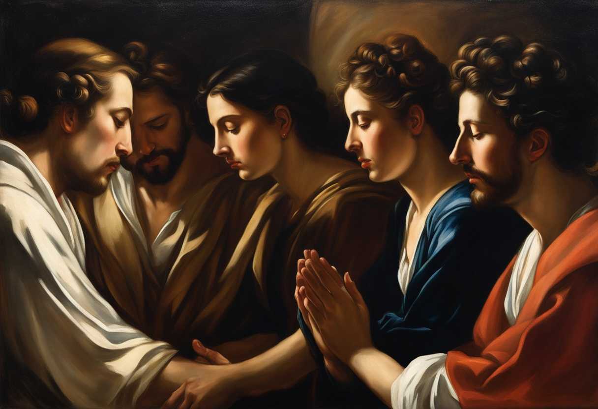 People-in-a-circle-heads-bowed-hands-clasped-in-prayer-bathed-in-soft-light_lkvo