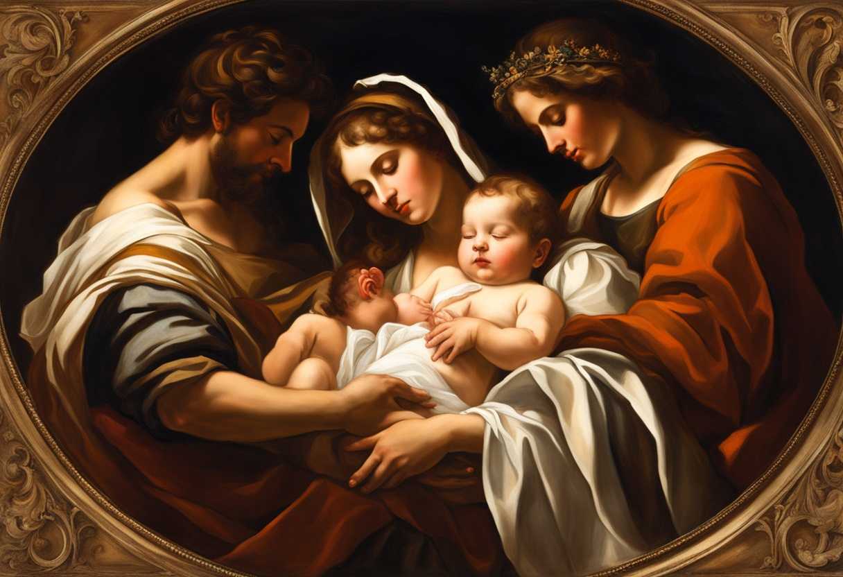 A-family-huddled-around-a-glowing-fire-cradling-a-newborn-with-unwavering-love-and-protection_xqrj