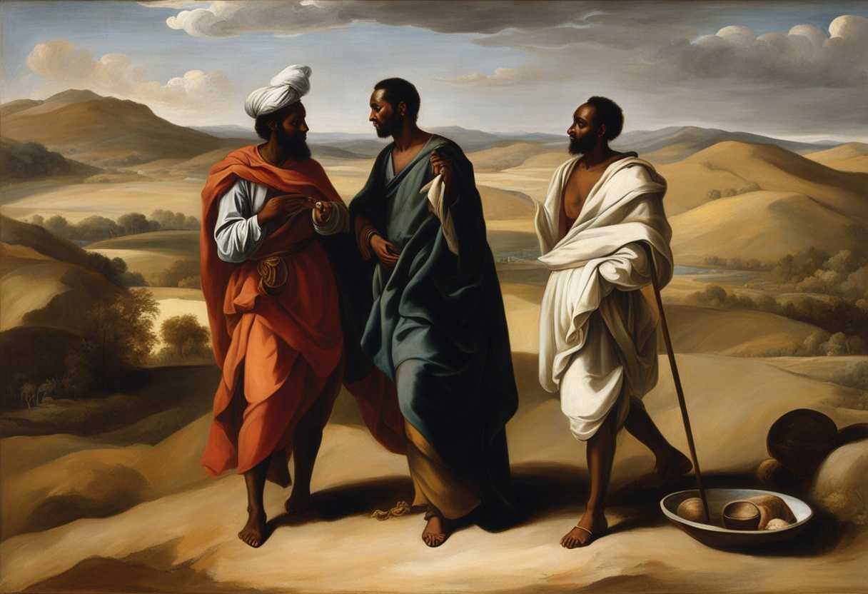 Philip-and-the-Ethiopian-eunuch-discuss-scripture-baptize-in-water-on-a-desert-road_vbkl