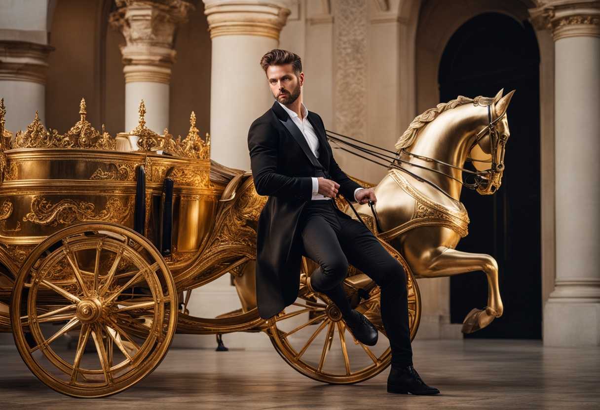 Philip-in-modern-clothes-next-to-ornate-chariot-golden-light-blending-traditional-and-contemporary_sqoc