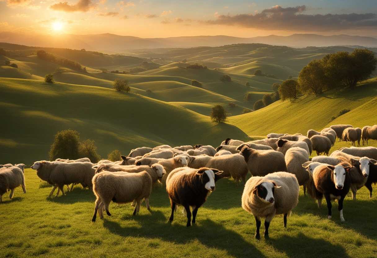 Shepherds-guide-their-flock-through-rolling-hills-at-sunset-exuding-quiet-strength-and-tranquility_roxu