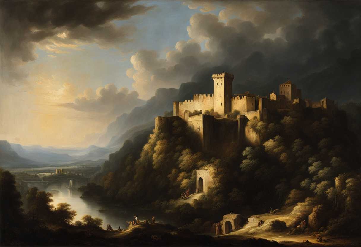 An-ancient-fortress-stands-defiant-against-impending-destruction-bathed-in-dramatic-light-and-shado_wjvc