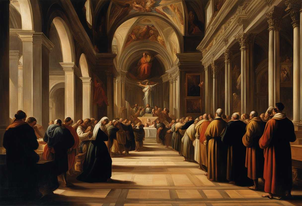 People-gather-in-a-warmly-lit-church-heads-bowed-in-prayer-united-in-faith-and-reverence_muoz