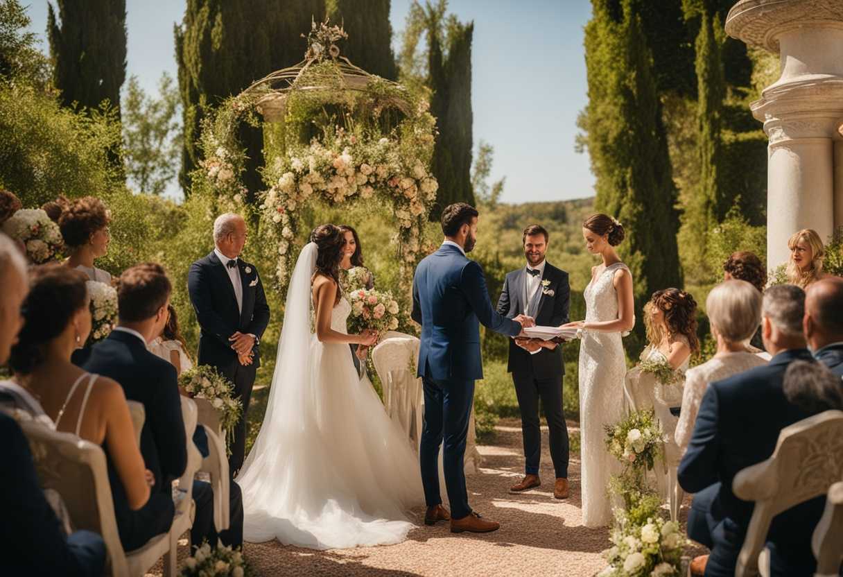 Bride-and-groom-in-elegant-attire-exchanging-vows-in-a-sunlit-garden-ceremony_wplt