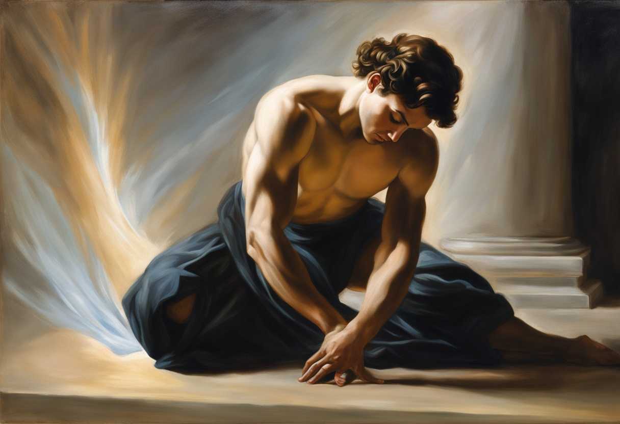 Man-kneels-in-reverent-pose-bathed-in-ethereal-glow-connecting-with-invisible-God_nvdl
