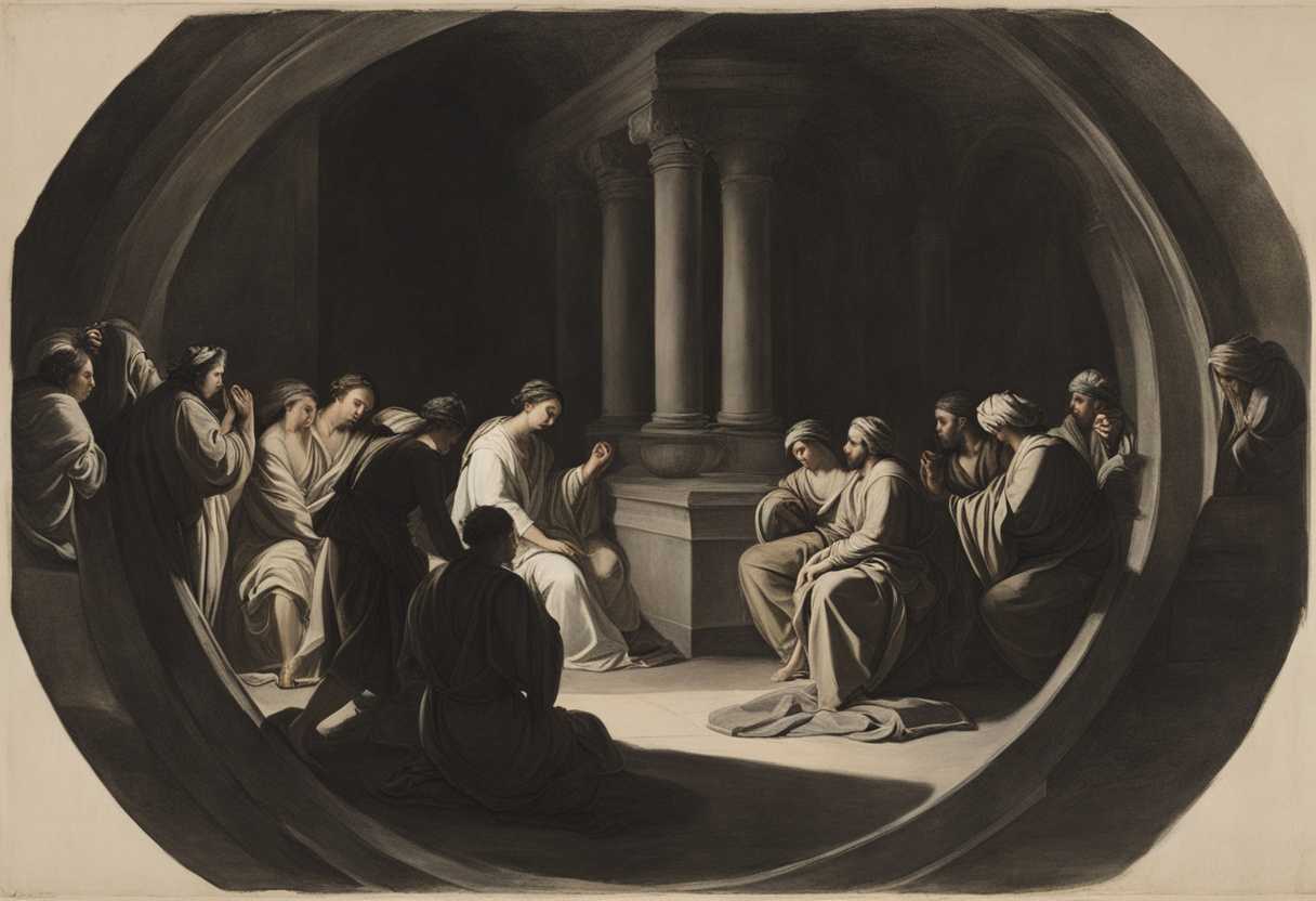 A-circle-of-devotees-in-dim-light-practicing-asceticism-with-intense-focus-and-unity_dbew