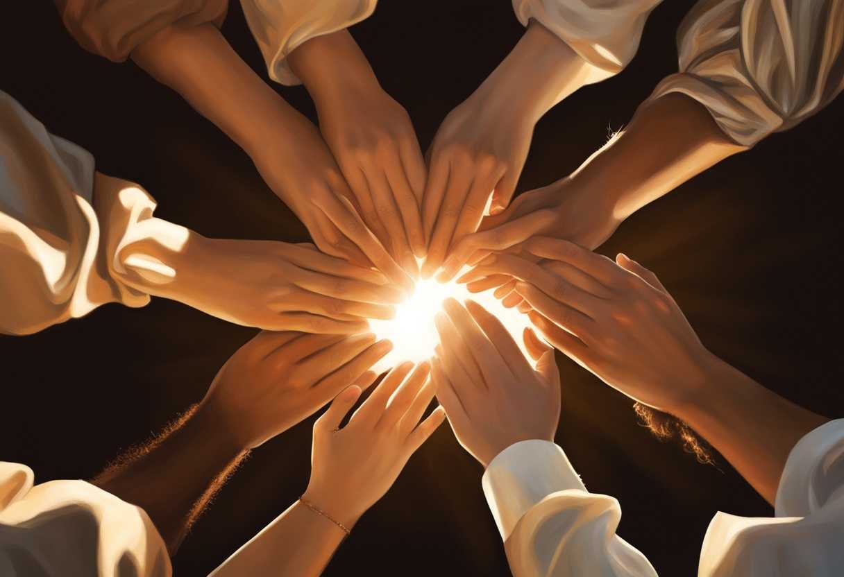 People-in-prayer-circle-under-sunlight-hands-clasped-faces-aglow-united-in-spiritual-connection_oqiu