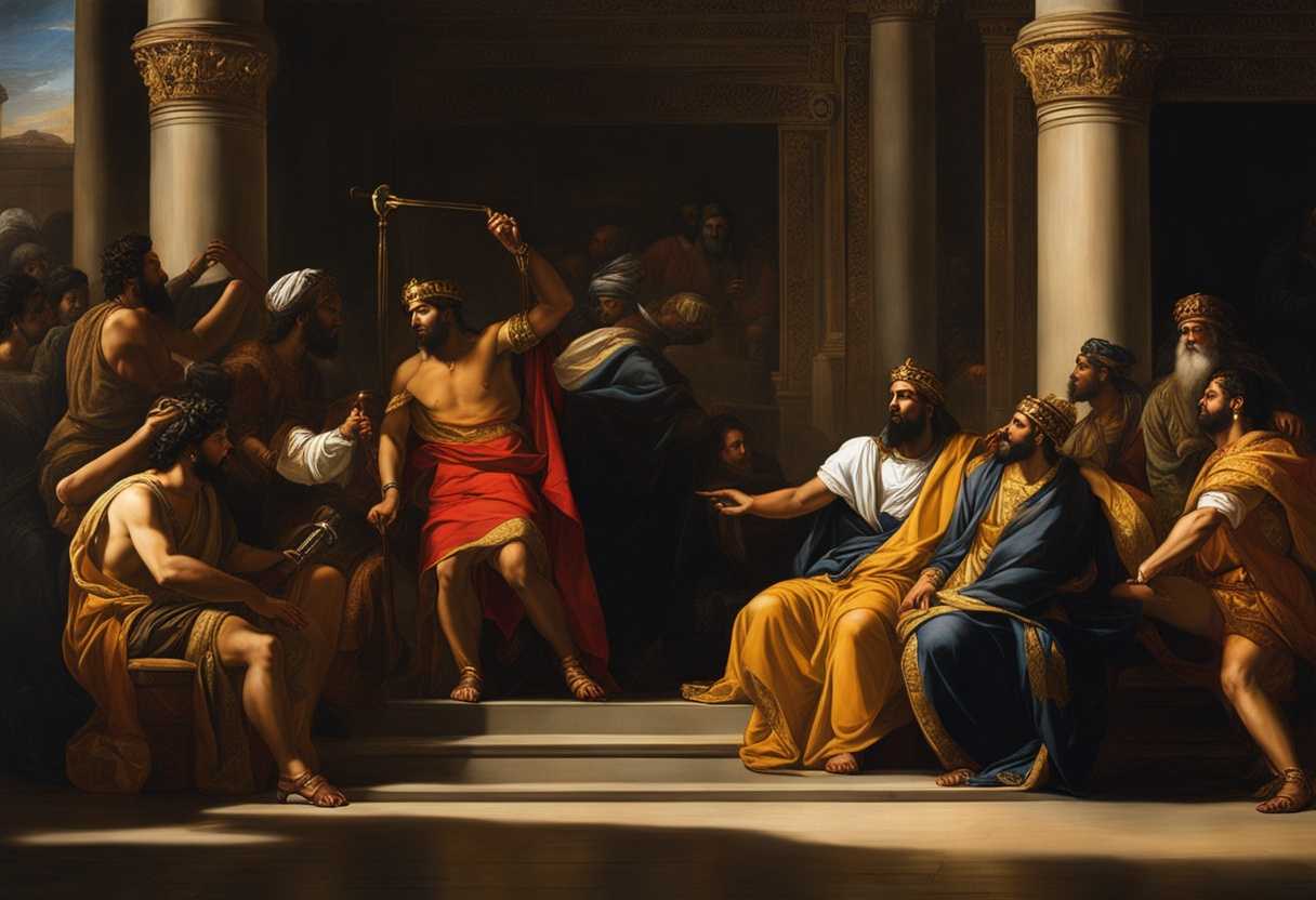 King-Nebuchadnezzar-Chaldeans-and-Daniel-in-regal-setting-tense-conversation-dramatic-lighting-_hgtl