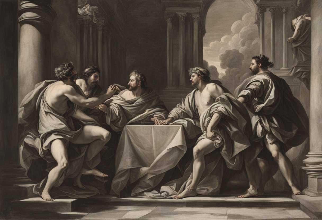 Three-men-face-a-king-with-unwavering-courage-and-determination-in-a-tense-dramatic-scene_rvfg