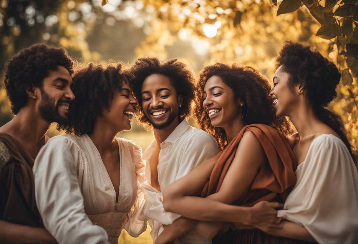 A-diverse-group-of-friends-embrace-sharing-laughter-and-memories-under-soft-sunlight_vdao