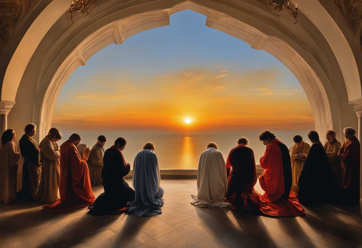 People-in-prayer-circle-at-sunset-heads-bowed-hands-clasped-united-in-reverence-and-peace_pefl