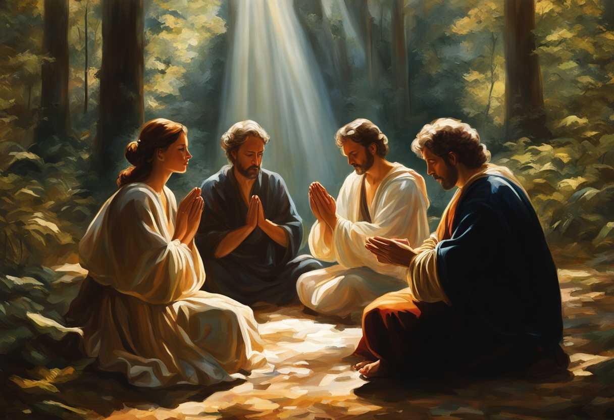 People-in-prayer-circle-under-sunlight-in-forest-hands-clasped-serene-united-spiritual_sgtz