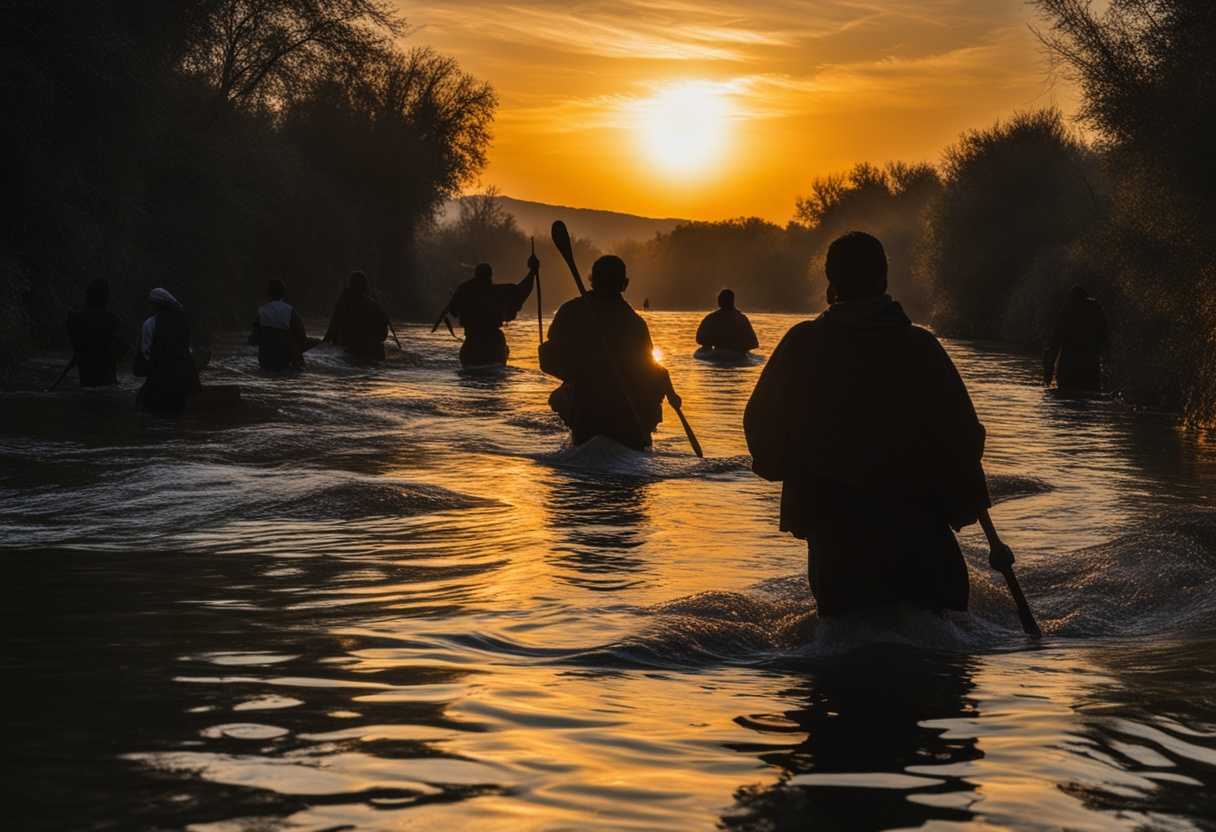 A-group-of-silhouetted-figures-wade-through-the-sun-kissed-Jordan-River-embodying-hope-and-resilien_jvzs