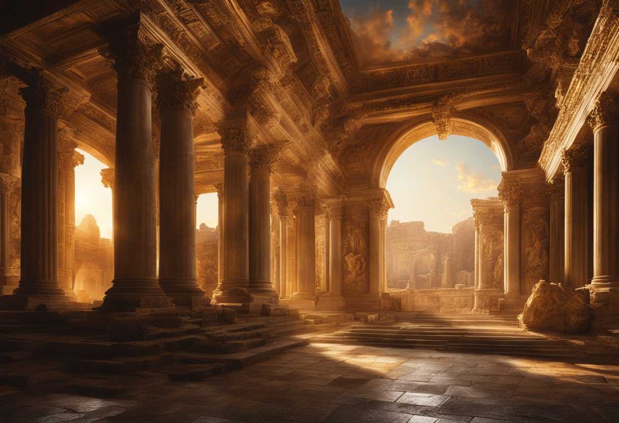 Ancient-ruins-bathed-in-golden-light-intricate-carvings-of-gods-flames-of-destruction_uple