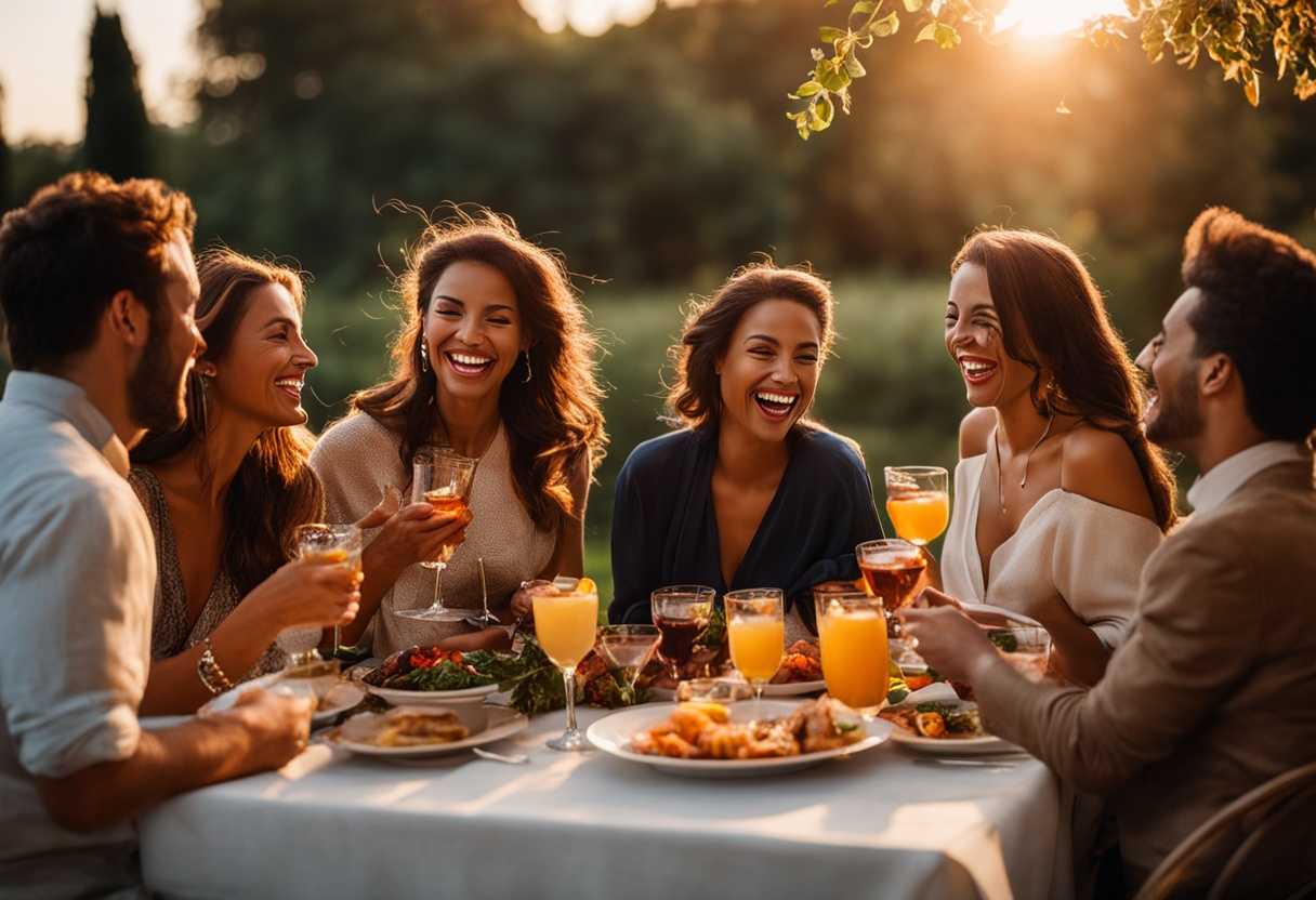 Friends-sharing-laughter-and-food-at-a-sunset-lit-table-capturing-candid-moments-of-joy-and-camarad_jbja